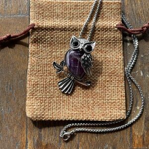 Amethyst Owl Necklace Crystal Necklace Amethyst Necklace